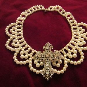 Statement Micro Pearl Beads Collar Choker Bib Necklace